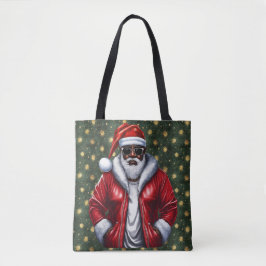 Unieke Zwarte Kerstman Grote Schoudertas Tote Bag