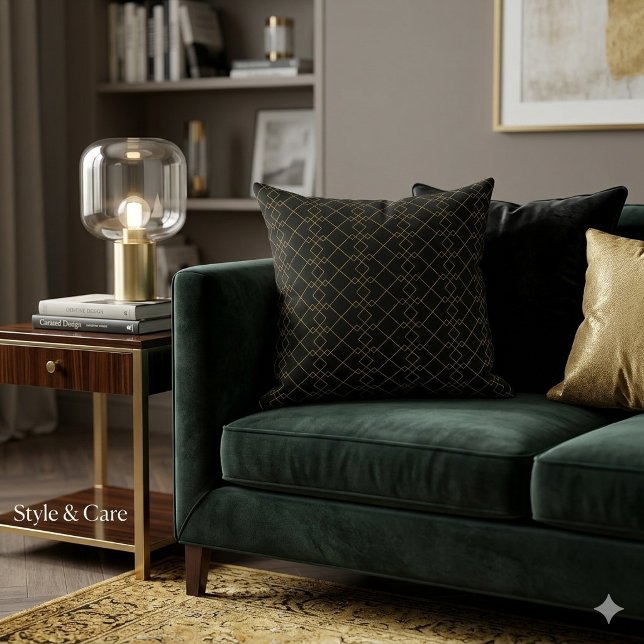 Unieke zwarte kussensloop met gouden boxdesign kussen (Unique Black Throw Pillow Featuring Gold Box Design)