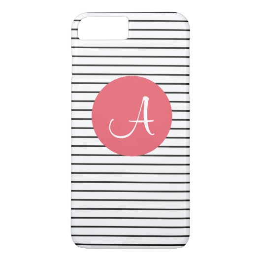 Unieke zwarte monogram witte roze streep Case-Mate iPhone case (Achterkant)