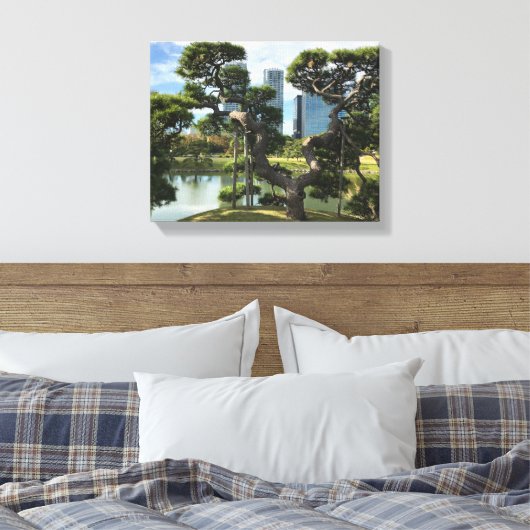 Unieke zwarte pingstructuur canvas afdruk (Insitu (Slaapkamer))