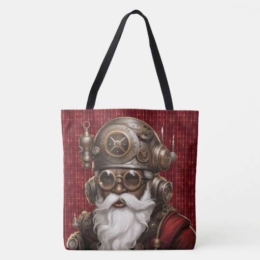 Unieke Zwarte Steampunk Kerstman Grote Schoudertas Tote Bag (Voorkant)