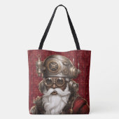 Unieke Zwarte Steampunk Kerstman Grote Schoudertas Tote Bag (Achterkant)