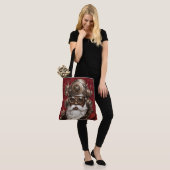 Unieke Zwarte Steampunk Kerstman Grote Schoudertas Tote Bag (Op model)