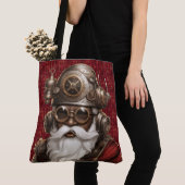 Unieke Zwarte Steampunk Kerstman Grote Schoudertas Tote Bag (Dichtbij)