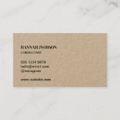 Unieke Zwarte Typografie Kraft Rustiek Casual Visitekaartje (Achterkant)