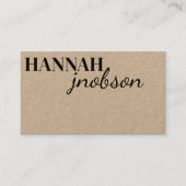 Unieke Zwarte Typografie Kraft Rustiek Casual Visitekaartje (Voorkant)