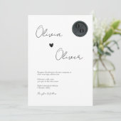 Unieke zwarte-waszegel monogram foto bruiloft kaart (Staand voorkant)