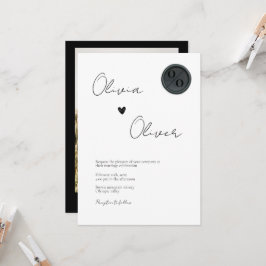 Unieke zwarte-waszegel monogram foto bruiloft kaart