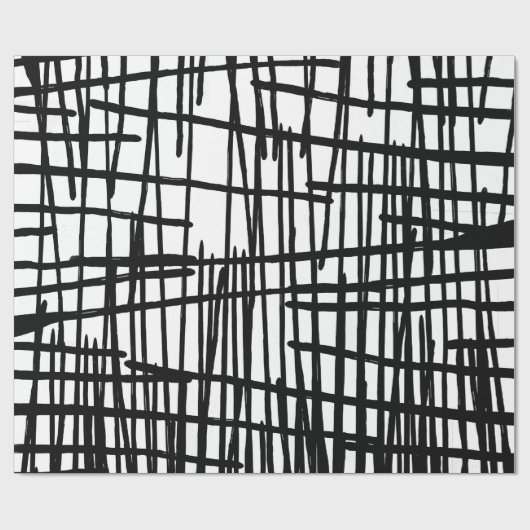 Unieke zwarte witte handbeschilderde verfdruppels cadeaupapier (Vlak)