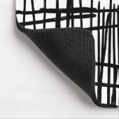 Unieke zwarte witte handbeschilderde verfdruppels muismat (Hoek)