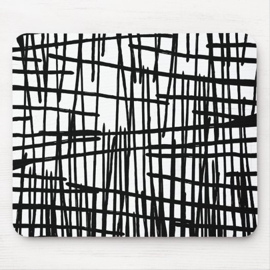 Unieke zwarte witte handbeschilderde verfdruppels muismat (Voorkant)