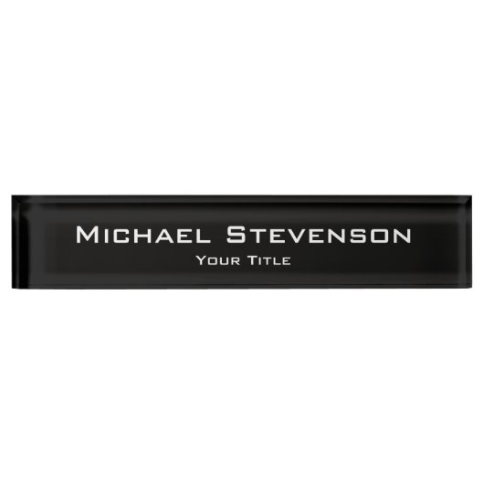 Unieke zwarte witte legant moderne schrijfplaat naambordje (Voorkant)