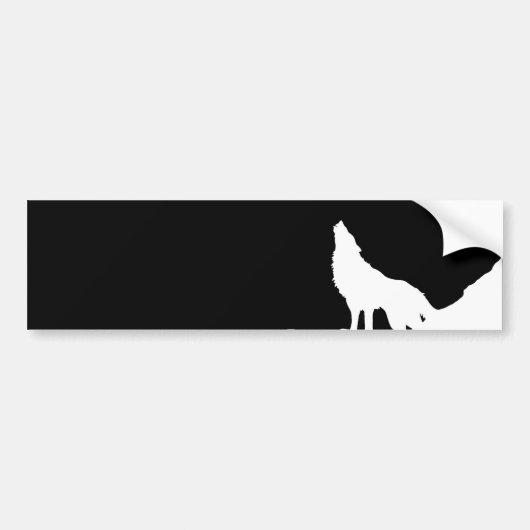Unieke Zwarte & Witte Pop Art Wolf Silhouet Bumpersticker (Voorkant)