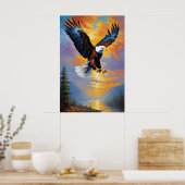 Unieke zwevende adelaar, Vrijheid roofvogel adelaa Poster (Keuken)