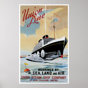 Unielijn — Steamship Ocean Liner Poster