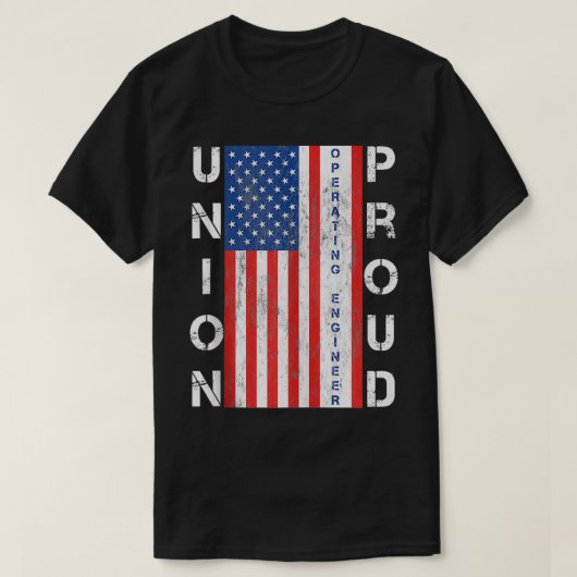 Uniepruid American Flag Operating Engineer T-shirt (Design voorkant)
