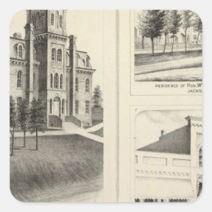 Unieschool, woonplaats & Jackson County Bank Vierkante Sticker