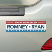 Uniewerknemers voor Romney Ryan Bumpersticker (Op auto)