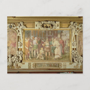Unificatie van de staat, details van decoratief briefkaart