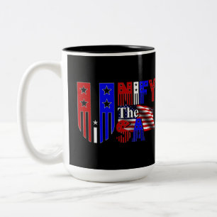 Unificeren van de Amerikaanse patriottische Logo Tweekleurige Koffiemok