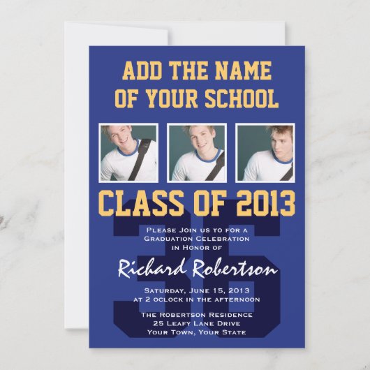 Uniform nummer football Player Afstuderen Sports Kaart (Voorkant)