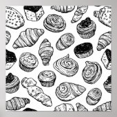Uniform Pastry Pattern Decoupage Template Line Art Poster (Voorkant)
