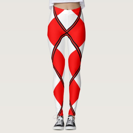 Uniform rood wit geruit vierkant leggings (Voorkant)