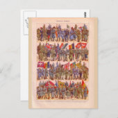  uniformen van de Eerste Wereldoorlog Briefkaart (Voorkant / Achterkant)