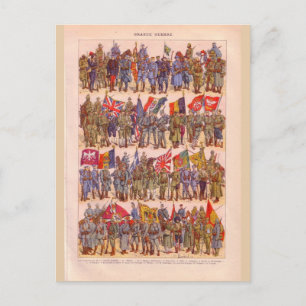 uniformen van de Eerste Wereldoorlog Briefkaart