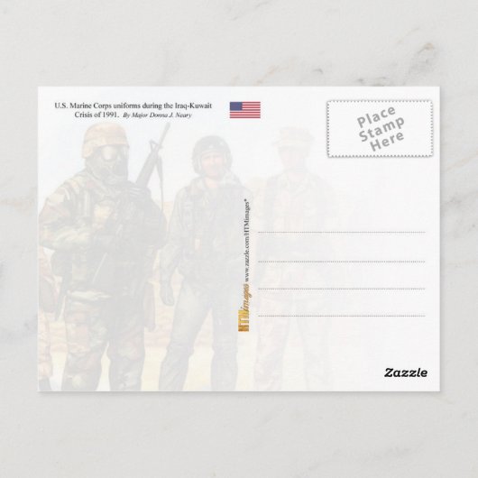 Uniformen van het Amerikaanse leger in het Midden- Briefkaart (Achterkant)