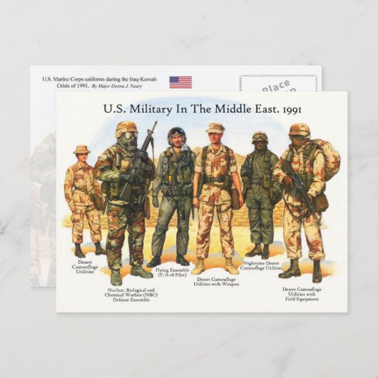 Uniformen van het Amerikaanse leger in het Midden- Briefkaart (Voorkant / Achterkant)