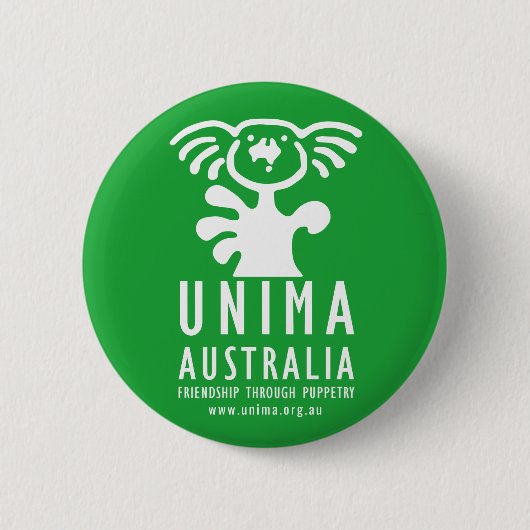 UNIMA Australia Badge GREEN Ronde Button 5,7 Cm (Voorkant)