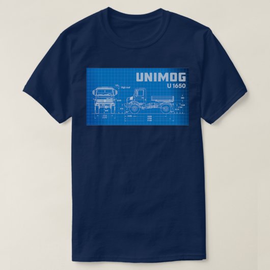 Unimog blauwdruk t-shirt (Design voorkant)