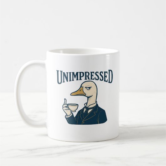 Unimpressed Duck Drinking Tea Meme Koffiemok (Links)