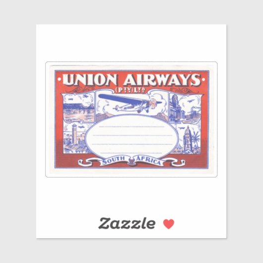 Union Airways South Africa Sticker (Vel)
