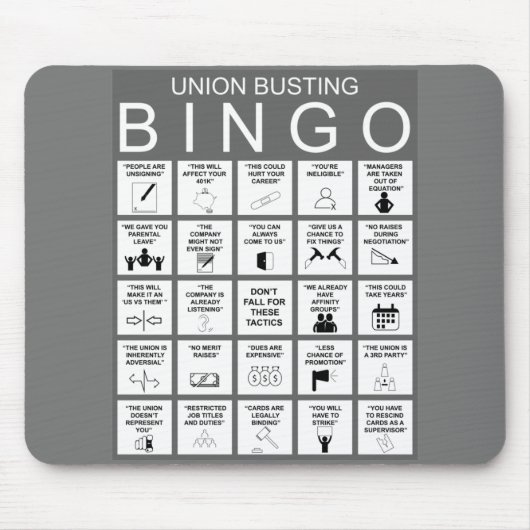 Union Busting Bingo Muismat (Voorkant)