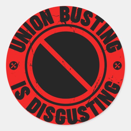 Union Busting is een afschuwelijke klassieke Stick Ronde Sticker (Voorkant)