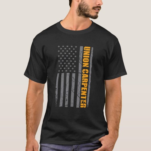 Union Carpenter American Flag Patriotic Labour Day T-shirt (Voorkant)