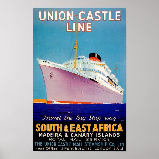 Union Castle ~ The Big Ship Way Poster (Voorkant)