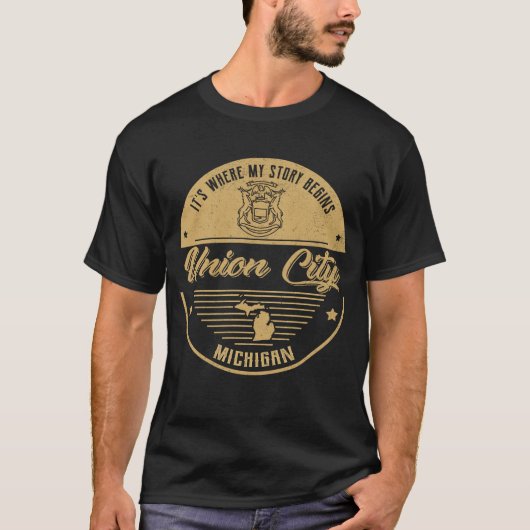 Union City Michigan Het is waar mijn verhaal begin T-shirt (Voorkant)