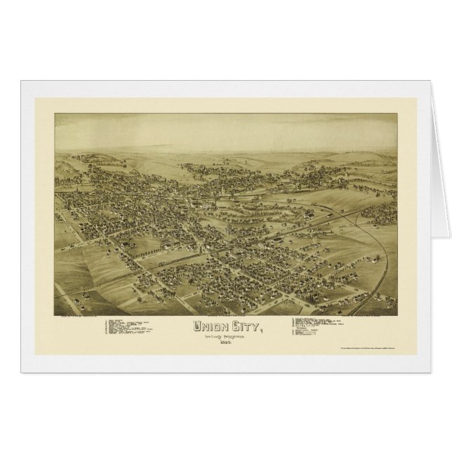 Union City, PA Panoramic Map - 1895 (Voorkant Horizontaal)