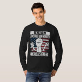 Union Construction Worker American USA Flag 4th of T-shirt (Voorkant volledig)
