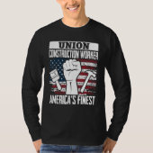 Union Construction Worker American USA Flag 4th of T-shirt (Voorkant)