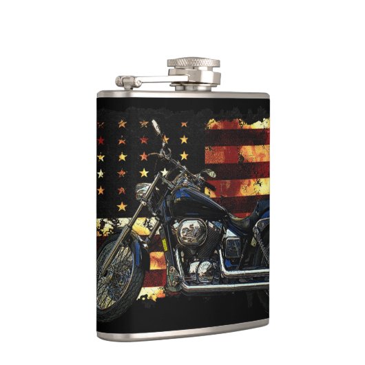 Union Flag, Sterren en Strepen, Motorfiets, Heupfles (Rechts)