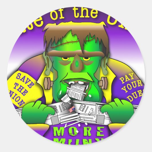 Union Frankenstein Ronde Sticker (Voorkant)