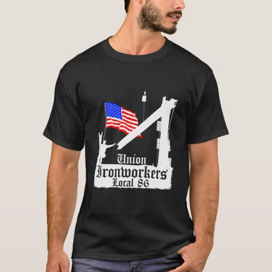 Union Ironworkers Local 86 Hoodie Amerikaanse Vlag T-shirt (Voorkant)