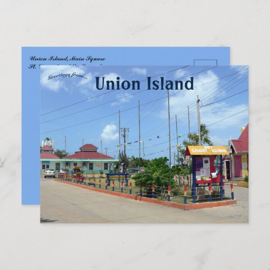 Union Island Main Square Briefkaart (Voorkant / Achterkant)