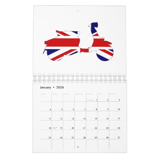 Union Jack 60s Motor Scooter Kalender (Jan 2026)