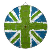 Union Jack Art Groene Blauwgroen Tonen Bar Spellet Dartbord (Voorkant)