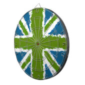 Union Jack Art Groene Blauwgroen Tonen Bar Spellet Dartbord (Voorkant Rechts)